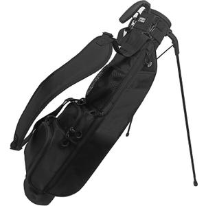 Sunday Golf Bag with 3-Point Strap & Stand  Lightweight Carry Bag with Cooler Pocket, Dual Valuables Pouches, Magnetic Tool Holder  Holds 5-6 Clubs for Par 3, Walking & Travel (black)