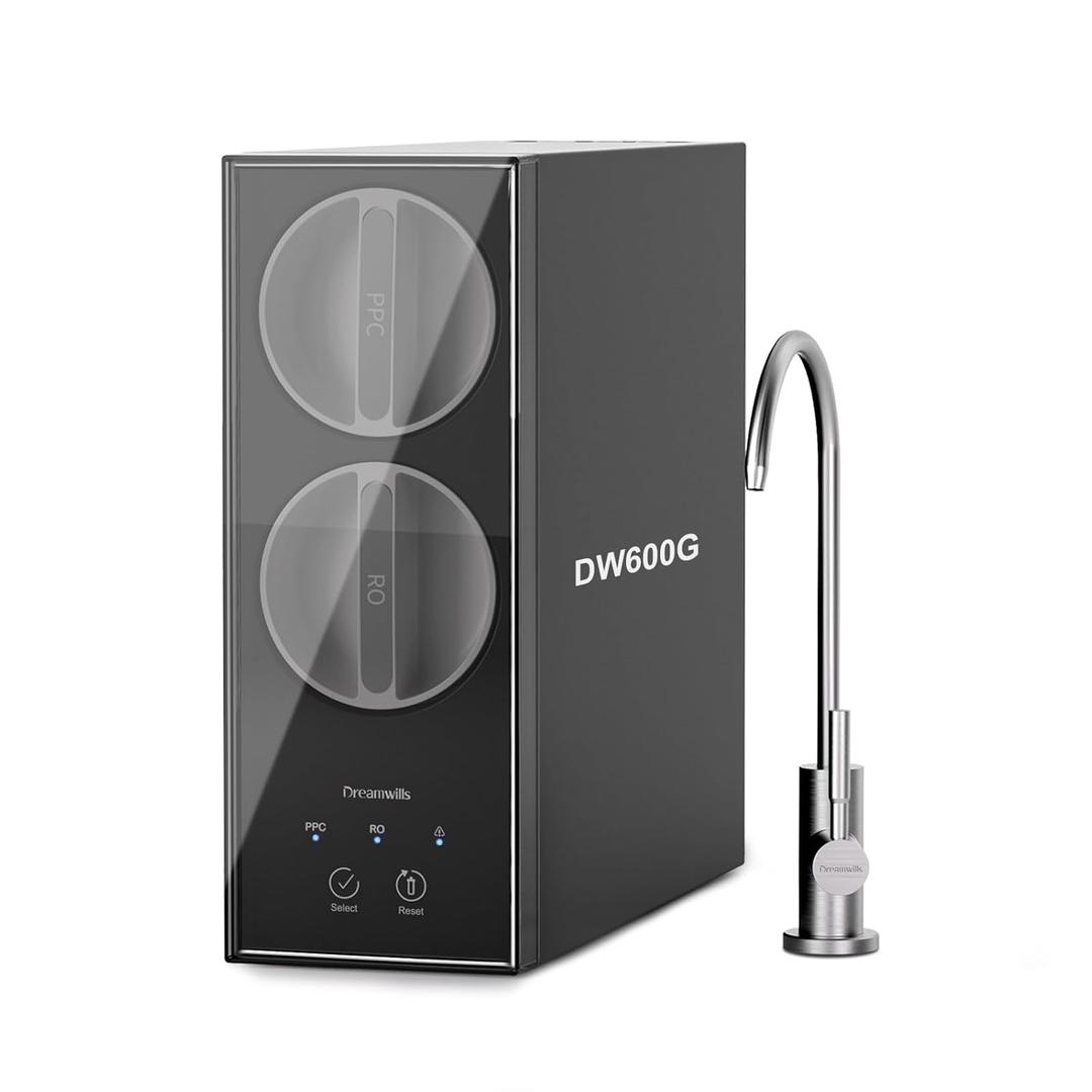 Dreamwills 600GPD Reverse Osmosis Water Filter, 8-Stage Tankless RO Water Filtration System, 3:1 Pure to Drain, Under Sink RO System, Mini Size for Space Saving, TDS Reduction, BPA-Free, DW600G
