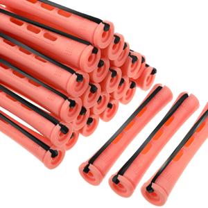 WILLBOND 60 Pcs Perm Rods Natural Long Short Hair Perm Rods with Elastic Rubber Band Non Slip Plastic Perming Cold Wave Kit for Women Hairdressing Styling Tool(0.5 Inch,Orange) (1 Count (Pack of 60))