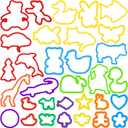 Dough Play Tools Set for Kids, 32 PCS Dough Accessories with Animal Molds and Shaped Cutters, Plastic Cutters Toys for Toddlers, Mixed Colors and Random Colors