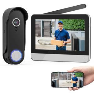 Wireless Smart Video Doorbell System,7" Touchscreen Display,1080P Video Doorbell Camera with Motion Detection,2-Way Audio,Local Storage No Subscription, Easy Install Without Wiring