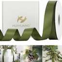 HUIHUANG Satin Ribbon 1 inch Moss Green Ribbon 50 Yards Double Face Silk Satin Ribbons for Crafts Christmas Tree Decor Gift Wrapping Bows Bridal Floral Bouquet Wedding Invitation Card Party Decor