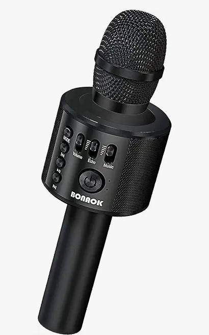 BONAOK Wireless Bluetooth Karaoke Microphone,3in1 Portable Handheld Karaoke Mic Speaker Machine Home Party Birthday for All Smartphones Q37 (Black)