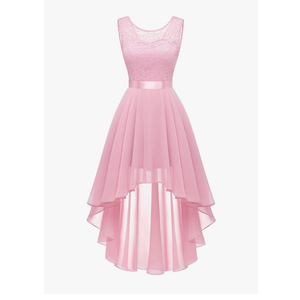 BeryLove Cocktail Prom Dresses 2025 Formal Wedding Guest Dresses Sleeveless Lace High Low Homecoming Dress, Size L