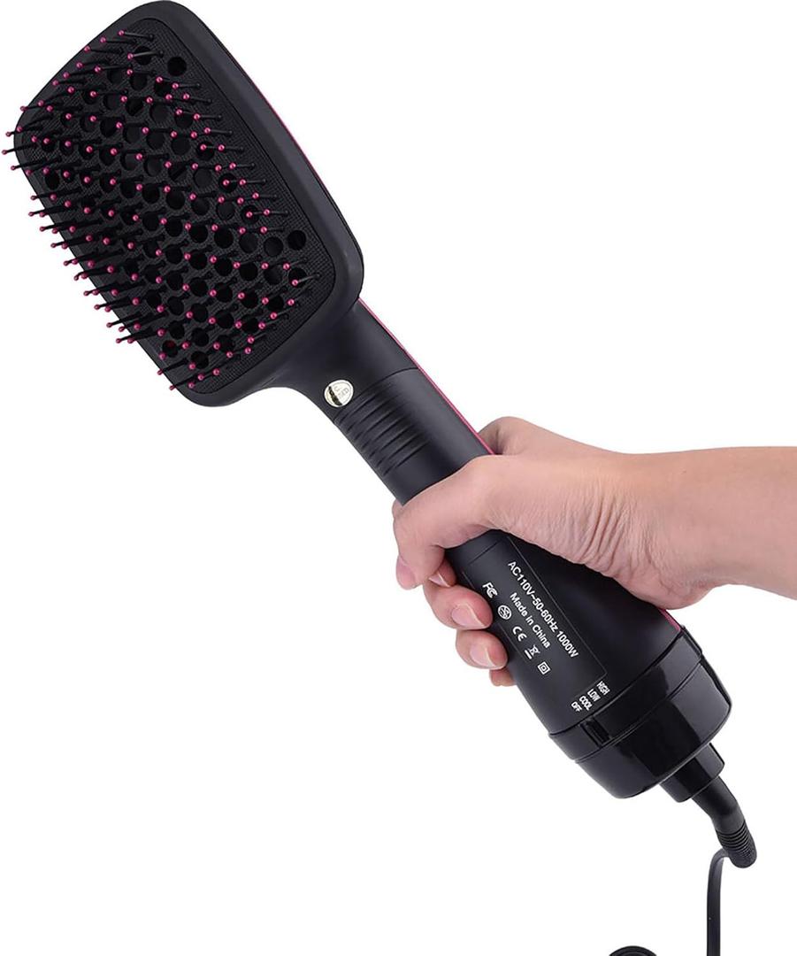 Blow Dryer Brush Straightener, Detangling Straightening Smoothing in One Step, Reduce Frizz More Shiny for Salon-Quality Smooth Straight Hair Dryer Brush (Black)