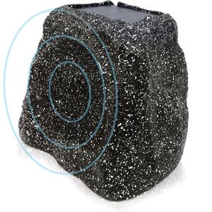 Herdio 8" Rock Speakers Outdoor IPX7 Waterproof Bluetooth Wireless Solar Powered Max 120 Watt with Rechargeable Battery for Garden Patio Deck Pool Backyard(Single Gray)