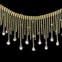 Coucoland Crystal Rhinestone Trim Ribbon - 1 Yard Tassel Chain Sewing Craft for Wedding Bridal Party Clothing Embellishment DIY Necklace (Drop-Gold-2)