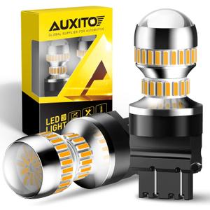 AUXITO LED Turn Signal Bulb 3157 LED Bulbs Amber Yellow 400% Brighter 3156 3457A 4057 4157 LED Bulb for Front Rear Turn Signal Light Blinker DRL Marker Parking Lights, Pack of 2