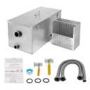 BEAMNOVA Commercial Grease Trap 25lbs Stainless Steel Interceptor, Side Inlet for Restaurant Home Kitchen Tools