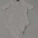 MEROKEETY Women's Short Sleeve Crewneck Bodysuits Summer Ribbed Knit Tops Slim Fit Body Suit (Large, White)