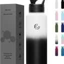 COKTIK 40oz Sports Water Bottle, Stainless Steel Water Bottle for Insulated, Reusable Travel Bottle, With Straw, With Handle Grip for Easy Carrying, Suitable for Cycling, Outdoor Vacations(Day&Night)