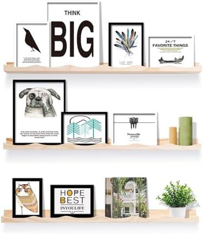 AZSKY Floating Bookshelf for Kids, Floating Shelves for Wall, Cloud Picture Ledge Shelf Natural, 35.4 Inches Nursery Book Shelves Set 3, Baby Book Shelf for Baby & Toddler Room Decor