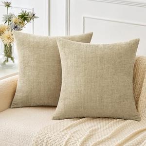 MIULEE Pack of 2 Beige Throw Pillow Covers 20x20 Inch Soft Chenille Pillow Covers for Sofa Living Room Couch Solid Dyed Cases MIULEE Pack of 2 Beige Throw Pillow Covers 20x20 Inch Soft Chenille Pillow Covers for Sofa Living Room Couch Solid Dyed Cases