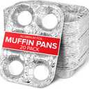Stock Your Home (20-Count Disposable Muffin Tins 6-Cup, Standard Size Foil Muffin Pans, Aluminum Cupcake Tin for Baking, To-Go Trays for Bake Sales, Parties, Holidays