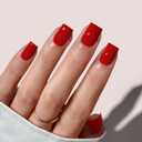 BTArtbox Press On Nails Short - Red Square Valentines Press On Nails with Glue for Women, Opaque Soft Gel Glue On Nails in 16 Sizes - 32 Stick On Nails Kit, Hot Lap