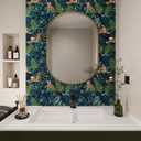 2 x VaryPaper Jungle Tiger Peel and Stick Wallpaper Tropical Leaf Wallpaper for Bedroom Bathroom Self Adhesive Removable Animal Wall Paper Decorative Contact Paper for Walls Cabinets Drawers 17.7''x78.7'' (Navy Blue, Green, Orange)