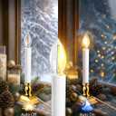 Window Candles with Sensor Dusk to Dawn Electric Corded, 9.6'' Plug-in LED Window Candle Lights with Gold Holder and 6ft Cord, Christmas Candles for Windows Decoration, UL Listed, 4 Pack