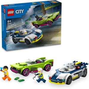 LEGO City Police Car and Muscle Car Chase, Emergency Vehicle Toy for Boys and Girls, Fun Gift for Kids Ages 6+ who Love Pretend Play Toys, Police Toy with Officer and Crook Minifigures, 60415
