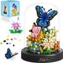 QLT QIAOLETONG Flower Bouquet Building Kit for Adults, 530 PCS Animals Flowers Botanical Collection Mini Building Blocks Set, Valentine's Day for Her Mom Women Wife Girlfriend (Butterfly)