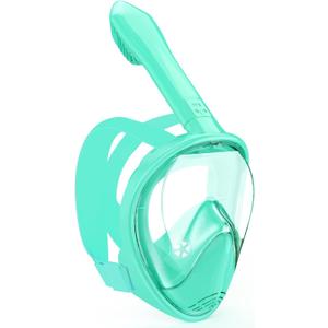 Kids Snorkel Mask Full Face, Snorkeling Gear for Kids 2-14 with Camera Mount, 180 Degree Panoramic View Snorkeling Set Anti-Fog Anti-Leak (Cyan)