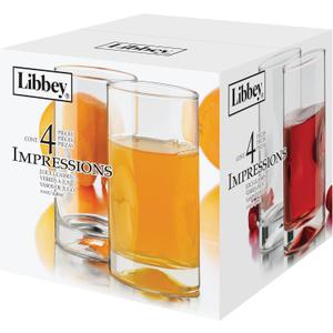 Libbey 4-Piece Impressions Juice Glasses, Clear, 10 oz, Glass, Dishwasher Safe