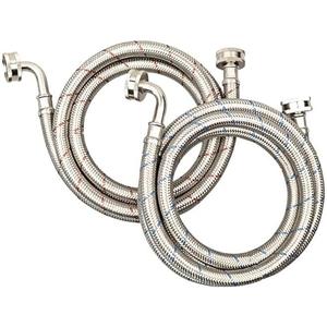 PLUMBINGMASTER 10FT Stainless Steel Washing Machine Hoses with 90 Degree Elbows,2 Pack Red and Blue Washer Hoses,Burst Proof Hot & Cold Water Connection Inlet Washer Supply Lines