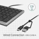 Kensington KB515 USB-C Wired Keyboard, QWERTY Full-Size Layout, Quiet Scissor-Switch Keys, Programmable, Copilot Hotkey, USB-A Adapter Included, Compatible with Windows, Black (K75410NA)