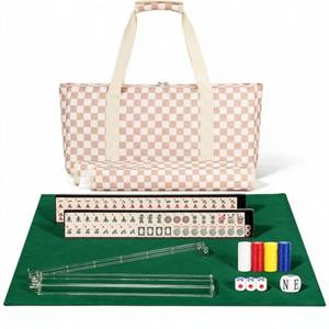 PiPiCat Complete American Mahjong Set, 166 Tiles (30mm) with 31.5x31.5in Mat One-Click Flip Reinforced 18-Inch Rack/Pushers Shockproof Bag & 6 Spare (Grid), 52.5*26*8CM