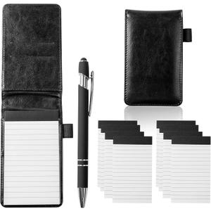 Camelmother 10 Pieces Small Notepad Holder Set Pocket Notebook 3 x 5 Inch with Pen