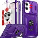 LeYi for Samsung S25-Edge Case: Galaxy S25 Edge Phone Case with [Tempered Glass Screen Protector] X2, Camera Cover & Full Body Protection Cell Android Basic for Samsung Galaxy S25 Edge Case, Purple