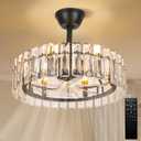 CLAIRDAI 20.7" Black Crystal Caged Fandelier Ceiling Fan