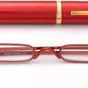 ZUVGEES Easy Carry Mini Compact Slim Reading GlassesLightweight Portable Readers with w/Pen Clip Tube Case (Red)