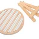 STARVAST 2PCS Circle Coward Bamboo Ring Display Holder, Jewelry Storage Tray Organizer Ring Stand For Home Desk or Shop Store Selling Show(beige), with Tripod