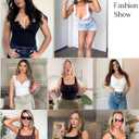 Popilush Bodysuits for Women Tummy Control Henley Going Out Outfits Shirts Body Suits Thong Button Down Tank Tops XL