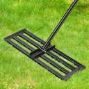 Lawn Leveling Rake Heavy Duty Steel Base with 78" Handle Professional Grade Soil Leveler for Garden Golf Course & Farm Fast Easy Assembly (48"x10")