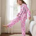 Sylfairy Girls Pajamas Silk PJS Set Satin Sleepwear Long Sleeve Jammies for Kids Button-Down Nightwear Loungewear 8Y (Pink)