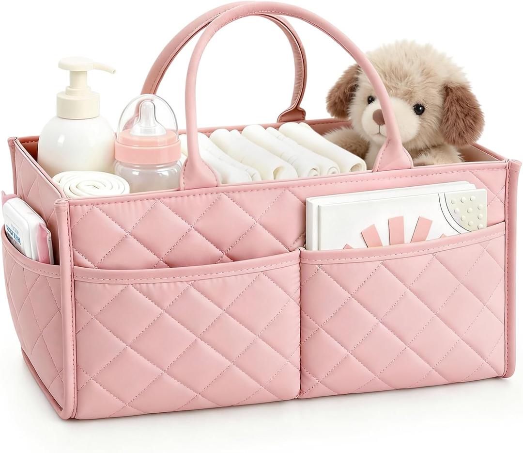 Tivellary Baby Diaper Caddy Organizer Spacious Storage Basket for Newborn Essentials, Nursery & Diaper Station, Registry Essential, Dusty Rose