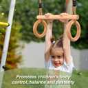 YAERSI Children's Trapeze Swing Bar with Wooden Gym Rings,Trapeze Bar for Swing Set