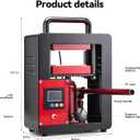 5 Ton Portable Hydraulic Heat Press Machine 2.3 x 4.7 Inch Dual Heating Plate, red/black