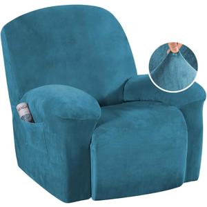 H.VERSAILTEX 1 Piece Recliner Cover Velvet Plush Recliner Slip Covers for Recliner Chair Recliner Slip Covers with Elastic Bottom Feature Thick Luxury and Soft Velvet Plush Fabric, Peacock Blue