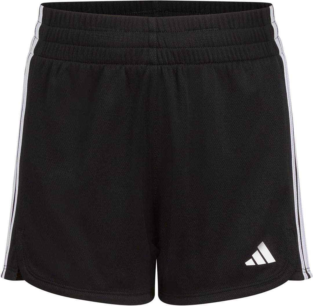 Adidas Girls' 3-Stripes Mesh Shorts (Small, Black)