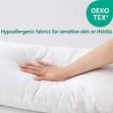 Flat Ultra Thin Bed Pillows Standard Size Pillow Set of 2 Extra Soft Down Alternative for Stomach Back Sleeper White 20x26inches