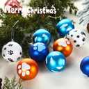 Hollowfly 24 Pcs Blue and Orange Christmas Dog Tree Ornaments 2.36 Inch Sky Cartoon Paw Clouds Christmas Ball Ornaments Set Plastic Shatterproof Xmas Trees Hanging Decorations for Holiday Decor Home