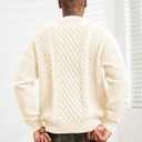 Men's Knit Sweater Crewneck Loose Fit Casual Twist Patterned Textured Long Sleeve Cable Knitted Pullover (Beige), XXL