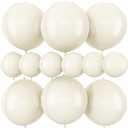 12Pcs Cream White Round Foil Balloons, 22" 10" 4D Helium 4D Mylar Ivory Balloon, Beige Big Foil Balloon Sand White for Birthday Boho Wedding Anniversary Bridal Shower Gender Reveal Party Decorations