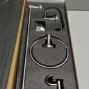 BESy Brushed Nickel 4 Piece Bathroom Accessories Set (Single Towel Bar, Towel Ring, Toilet Paper Holder, Double Towel Hooks), Wall Mounted Bath Hardware Accessory Fixtures Rack Set