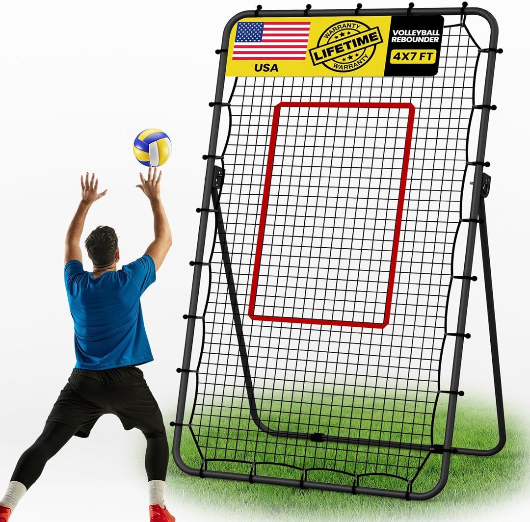 Chaobing Volleyball Rebounder Net, 5-Angle Adjustable with Steel Frame & High-Tension PE Netting, for Lacrosse, Baseball, Soccer Practice Perfect for Setting, Spiking, and Bumping, Size Unknown, Color Black