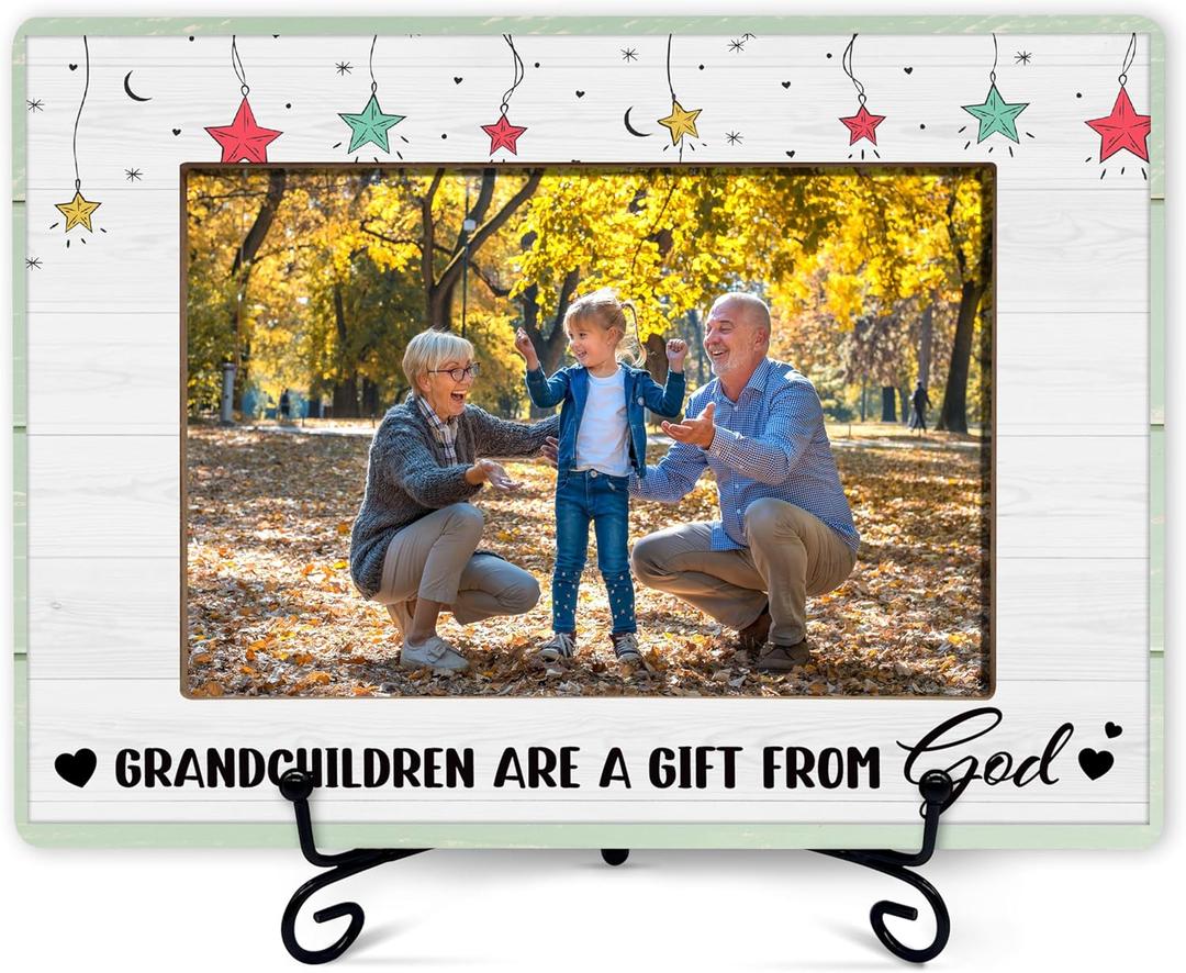 Grandchildren Picture Frame For First Time Grandparent, Gifts For Birthday Christmas, Grandchildren Are A Gifts From God Photo Frame Pregnancy Announcement Gifts For New Grandma Grandpa Gigi Nana -02