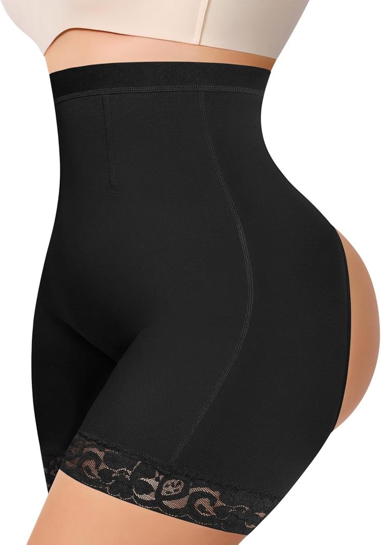 MERYOSZ Shapewear Shorts Tummy Control Underwear Butt Lifting Panties Shapewear High Waisted Faja Body Shaper Girdle (Large, Black)