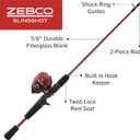 Zebco Slingshot Spincast Reel and Fishing Rod Combo, 2-Piece Fishing Pole, Right-Hand Retrieve, Pre-Spooled with 10-Pound Zebco Line, 5 Feet, Size 30 Fishing Reel